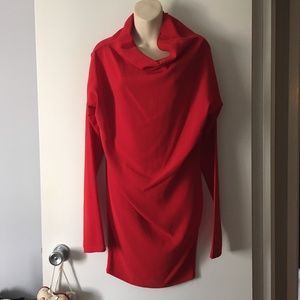 LAUREN BAGLIORE NYC Red Jersey Drapey Dress S